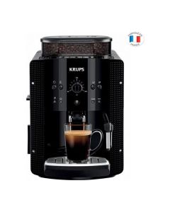 Machine a café, broyeur café grain, krups essential yy8125fd cafetiere expresso, buse vapeur, cappuccino, fabriqué en france,
