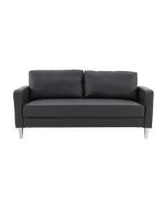 Canapé 3 places en simili noir KENT - l 175 x p 80 x h 85 cm