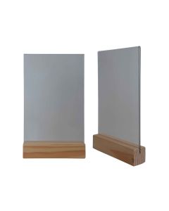Porte menu de table en bois brut dimensions 15x3,6x3,6 cm avec plexi A5 - Lot de 2