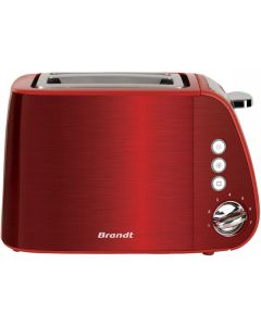 Grille pain Brandt TO2T1050R avec support réchauffe viennoiseries et thermostat 7 positions - Rouge