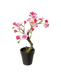 Bonsaï Prunus du japon Artificiel en pot H 27 cm Rose soutenu