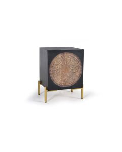 Table de chevet en bois manguier noyer foncé et métal