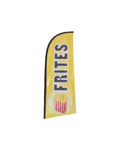 Drapeau publicitaire "FRITES" (jaune) de dimensions 225 x 85 cm