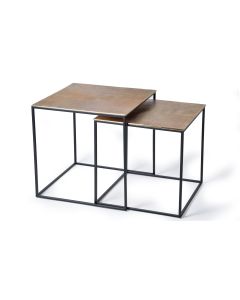 Set De 2 Tables Gigognes - Fer Et Onze - Coloris Onzé - Plusieurs Dimensions 56x55x55