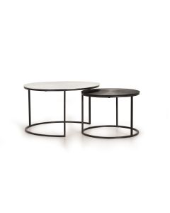 Lot de 2 tables basses avec structure et plateaux en métal