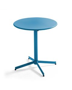 Ensemble table ronde et 2 chaises de terrasse en métal bleu pacific
