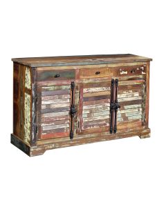 Buffet en bois recyclé multicolore