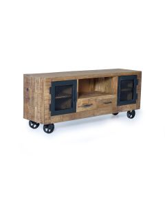 Meuble TV en bois de manguier et métal naturel
