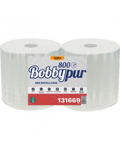 Bobine industrielle d'essuyage 800 formats recyclée blanche 2 plis 26x30cm  x 2 bobines - Daily K