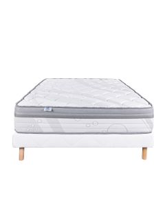 Ensemble Matelas 160x200 cm, ViscoPlus, 26 cm, mémoire de forme, ferme, face été/hiver + sommier blanc ep 13cm