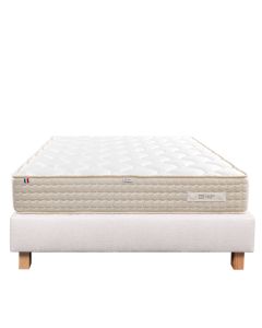 Ensemble Matelas 90x190 cm, Sublime, 20 cm, mémoire de forme, ferme, face été/hiver + sommier beige ep20cm