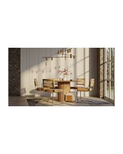 Chaise de salle à manger - tapissée de velours - Bois et rotin - Martha