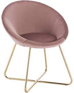 Chaise de cuisine en velours et pieds métal rose