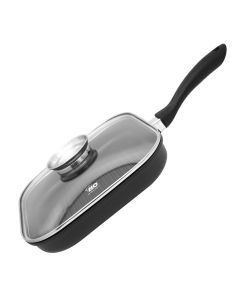 Poêle gril carrée 28 cm en fonte d'aluminium avec couvercle Elo Alucast