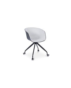Chaise de bureau tapissée avec accoudoirs - Chaise de bureau à roulettes - Noir et blanc - Jodie
