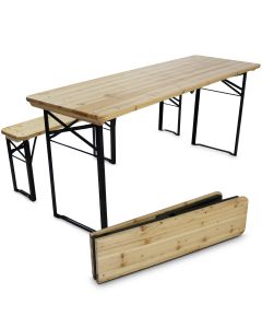 Ensemble brasseur table et bancs en bois pliants 218 cm