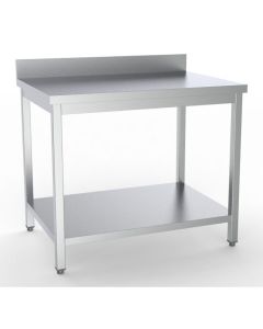 Table Inox de Travail avec Dosseret Gamme 700 - Largeur 1600 mm - Combisteel