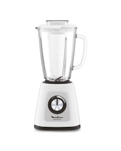 Blender Moulinex LM430110 Blendforce Glass 800W Blanc - Technologie Smart Lock, Ventouses intégrées, Glace pilée