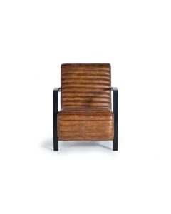 Fauteuil en cuir marron et métal