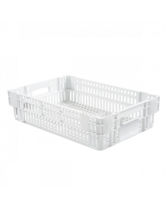 Caisse ajourée empilable emboîtable 600 x 400  - Blanc 27 L Gilac