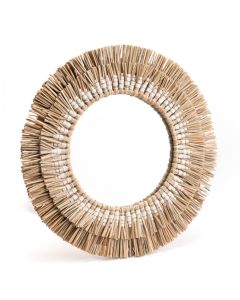 Miroir en paille Ethnique blanc 36cm