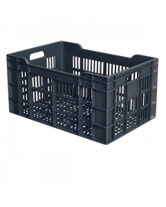 Caisse ajourée avec poignées 600 x 400  - Gris 60 L Gilac