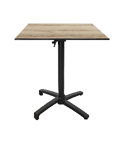 Table h90cm, pliable pour terrasse en Compact HPL décor bois chene 70x70