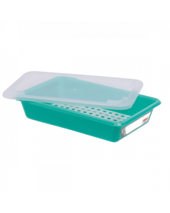 Bac plat HACCP avec grille + couvercle  - Vert 3 L Gilac