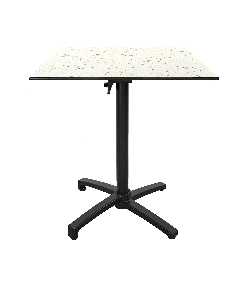 Table h90cm, pliable pour terrasse en Compact HPL décor terrazzo 70x70