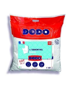 Lot de 2 oreillers médium Dodo - 60x60 cm - Enveloppe et garnissage 100% polyester