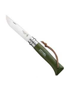 Couteau Baroudeur n°8 - lame 8.5 cm kaki avec lien en cuir