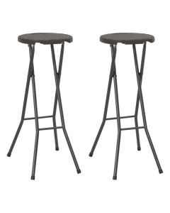 Tabouret de bar pliable lot de 2 pehd et acier aspect rotin