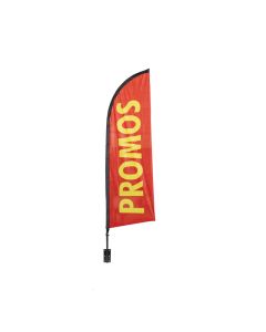 Drapeau "PROMOS" de dimensions 225 x 85 cm avec son kit support mural et mât