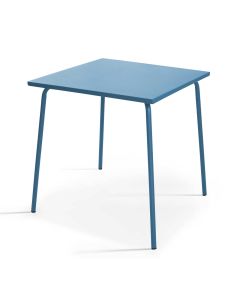 Ensemble table de terrasse carrée et 2 chaises acier bleu pacific