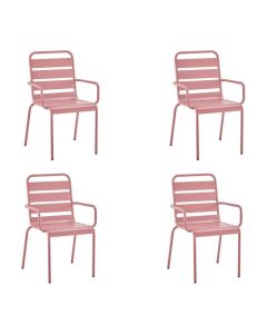 Lot de 4 fauteuils de jardin - acier - rose
