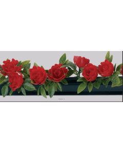 Barrette 12 séparateurs socle Noir L25cm fleurs roses rouges plastique