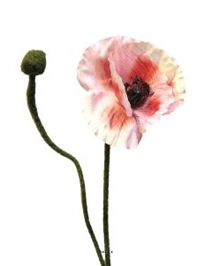 Pavot artificiel H 60 cm 1 fleur et 1 bouton Superbe fleur Rose - BEST