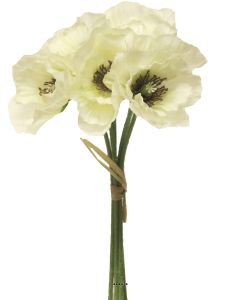 Bouquet de Pavot artificiel, H 29 cm Crème - BEST