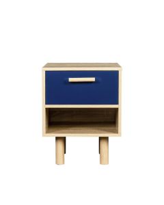 Table de chevet LILA avec poignées et pieds en bois de pin bleu