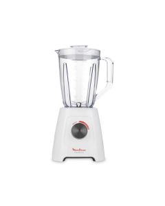 Blender Moulinex Blendforce 2 avec 5 programmes et 3 vitesses, 600W, capacité 2L, technologie Smart Lock et glace pilée - Blanc