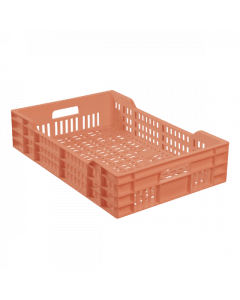 Caisse ajourée avec poignées empilable 600 X 400 25 L - terracotta