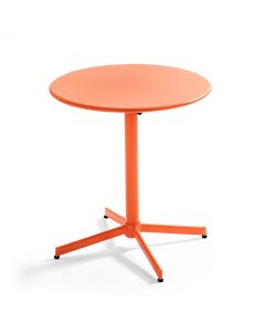 Ensemble table ronde et 2 chaises de terrasse bistrot en métal orange