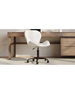 Chaise de bureau avec roulettes - Chaise pivotante de bureau - Revêtement en similicuir - Structure noire Wito