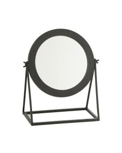 Miroir rond sur pied en métal noir 15x30x34cm