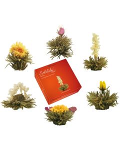 Creano Mélange de fleurs de thé “ErblühTee” dans une élégante boîte cadeau | Thé blanc (6 sortes de roses de thé) Cadeau pour femme, mère, amateur de thé.