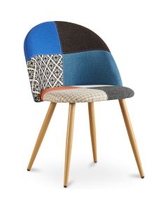 Chaise de salle à manger tapissée en patchwork - Style scandinave - Evelyne