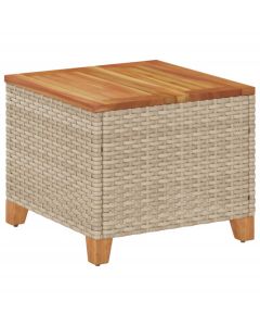 Table de jardin en résine tressée et bois d'acacia beige 45x45x37 cm
