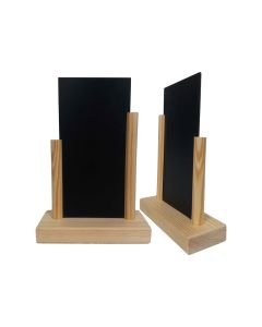 Porte menu de table en bois brut avec ardoise de dimensions 20 x 10 cm - Lot de 2 - Fabrication française