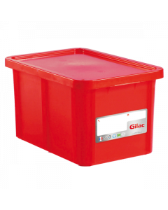 Bac renforcé HACCP 600 x 400 + couvercle  - Rouge 55 L Gilac