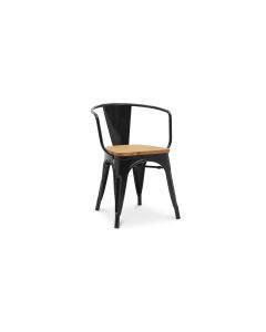 Chaise de salle à manger avec accoudoirs - Design industriel - Bois et acier - Nouvelle édition - Stylix